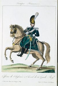 パブTroupes FrancaisesのRoyal Horse Guardsの役員。 chezバセット、パリ、c.1790 作： French School