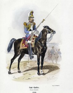 衛兵：1856年の衛兵衣装-A.バルビエの「軍隊の歴史」に掲載。 作： French School