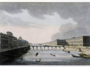 パリの光学写真：1810年頃のポン・デ・ザール、パリの街並み。