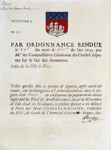 パリ市の紋章を制定する命令、2月27日 作： French School