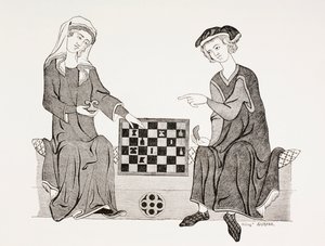 1873年に出版された「Les Arts au Moyen Age」の妻Hedwige de Habsbourgとチェスをするブランデンブルグ侯爵Othon IV