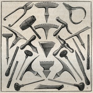 ゴルフヴルの取り外し。Adolphe BITARDの "Les arts et metiers illustres "に掲載された1885年のエングレーヴィング。 作： French School