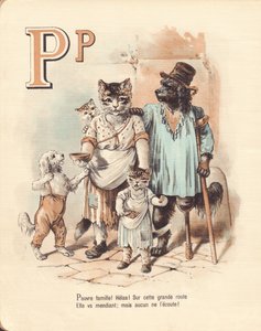 P：子犬、貧困貧しい家族！ああ！この高い道で彼女は物乞いをします。しかし、誰も彼女の言うことを聞きません。 作： French School