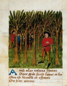 フランスの詩人ミショー・ル・カロン・ディ・タイユヴァン(1390/1395-1448/1458)の「Passe temps Michault」のページ 15世紀 シャンティイ、コンデ美術館 作： French School