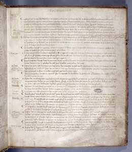 1429年5月10日、ジャンヌダルク（1412-31）を描いたパリ議会評議会の登録簿のページ 作： French School