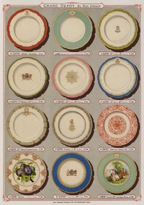 Grand Depot de Porcelaines, Faiences et Verreriesのカタログ（カラーリトグラフ）のページ。 作： French School