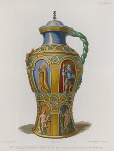 塗られた陶器の水差し 作： French School