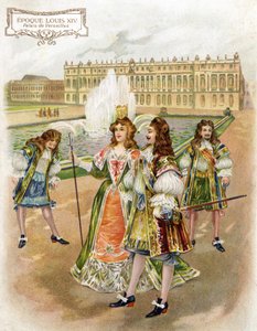 ルイ14世の時代のヴェルサイユ宮殿。 作： French School