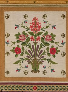 ペルノン、リヨン（シルク）の花の花束とシルクのパネル
