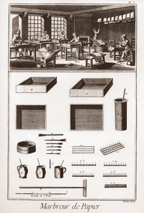 ペーパーマーブリング - ドゥニ・ディドロ（1713-1784）とジャン・ダランベール（1717-1783）による「大百科事典」（The Great Encyclopedie, ou Dictionnaire Raisonne des Sciences, des Arts et des Metiers）。 作： French School