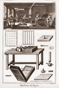 ペーパーマーブリング - ドゥニ・ディドロ（1713-1784）とジャン・ダランベール（1717-1783）による「大百科事典」（The Great Encyclopedie, ou Dictionnaire Raisonne des Sciences, des Arts et des Metiers）。 作： French School