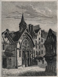 Paris - Rue Saint-Martin, church Saint-Julien-des-Menetriers (Saint Julien des Menetriers) Engraving in "Physical, civil and moral history of Paris: from the first historical times to the present day" by Jacques Antoine Dulaure