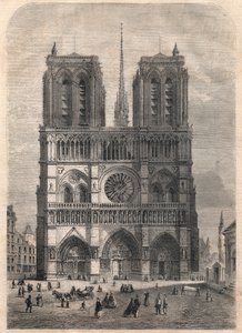 パリ：ノートルダム寺院。19世紀半ばに大聖堂を修復したウジェーヌ・ヴィオレ・ル・デュックにちなんで計画されました。 作： French School