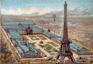 パリ。 1889年の万国博覧会：エッフェル塔。 作： French School
