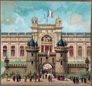 パリ。 1889年の万国博覧会：戦争宮殿の大臣。 作： French School
