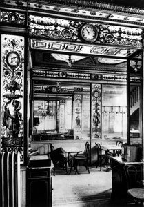 パリ、カフェ「グラン・ヴェフール」の店内。 作： French School