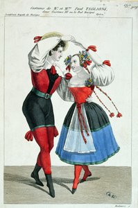 ポールタグリオーニ（1808〜84年）と妻のアンナギャルスター、ギュスターヴ3世で踊る、1830年頃 作： French School