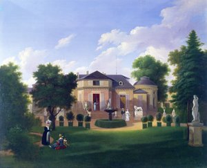 1830年頃、パリのフォリーボージョンのパビリオン 作： French School