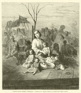 中国の農民が上海に避難している様子（版画 作： French School