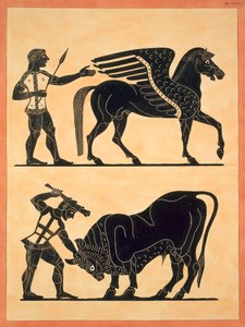 ヘラクレスが雄牛を殺害したペガサス、1808-10を公開 作： French School