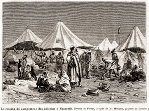 1882 年 4 月 25 日から 6 月 8 日までの聖地への悔い改めの巡礼 (彫刻) 作： French School