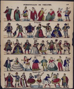 Personnages de theatre（カラーエングレービング 作： French School