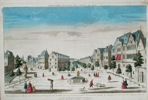フランクフルト・ロスマルクトの透視図（彩色彫刻） 作： French School