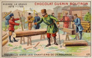 オランダの造船所で働くピョートル大帝（クロモリト 作： French School
