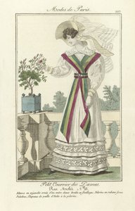 メスリー通り25番地の女性たちのプチ・クーリエ、『モード・ド・パリ』より。1824年（彩色済みエングレービング 作： French School