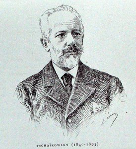 ペトル・イリイチ・チャイコフスキー（1840-93）、パリで出版されたアルベール・スービース著「ロシアにおける音楽の歴史」の挿絵。 作： French School