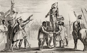 コラートの「ヒストワールドフランス」の伝説的なフランス王、ファラモンドが1840年頃に出版 作： French School