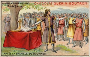 ブーヴィネスの戦い後のフランス王フィリップ・オーガスタス（クロモリト 作： French School