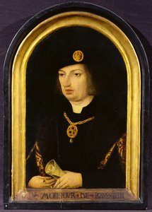 フィリップ オブ クレーヴ (「Monsour de Ravestein」と刻まれている) c.1502-34 (パネルに油彩) 作： French School