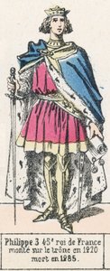 フィリップ3世、第45代フランス王、1270年に即位、1285年に死去（カラー図版 作： French School