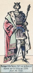 第50代フランス王フィリップ6世ド・ヴァロワ（1328年即位、1350年死去）（カラー図版 作： French School