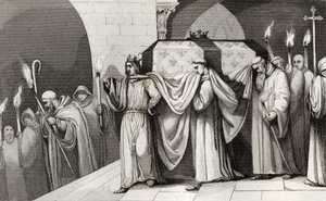 フィリップIII（1245-85）太字は、1840年に出版されたコラートの「フランスの歴史」から父親の棺を運ぶ手助けをしています。 作： French School