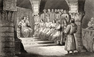 フィリップ5世（1293-1322）トールと合衆国総督は、1840年に出版されたコラートの「フランスの歴史」から、ジャンヌ2世のふりを拒否しました。 作： French School