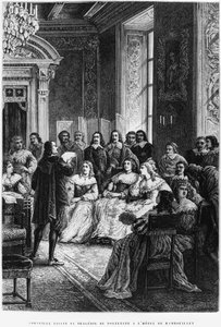 ホテルドゥランブイエでポリユークを読むピエールコルネイユ（1606-84）、1880年頃 作： French School