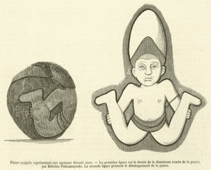 古代スラブ神を表す彫刻石 作： French School