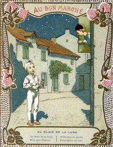 ロウソクを持ったピエロ、"Au clair de la lune" - "Le Bon Marché "のラベル 作： French School
