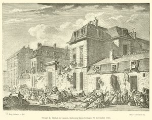 1790年11月13日、フォブールサンジェルマンのホテルドゥカストルの略奪 作： French School