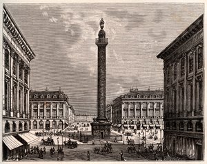 19世紀のパリのヴァンドーム広場-V.A.マルト・ブラウンの「La France illustree: geographie, histoire, administration statistique」に掲載された版画。1884