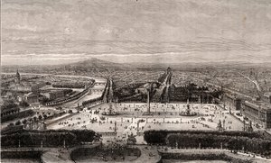 パリのコンコルド広場 - V.A.マルト・ブラウンの「La France illustree: Geography, History, statistical administration」に掲載された彫刻。1884 作： French School
