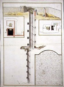 井戸の平面図と断面図 1700年頃（水彩・紙） 作： French School