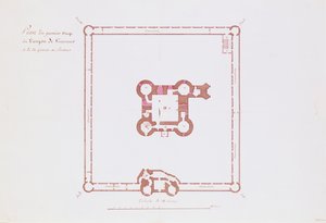 1810年のヴァンセンヌのドンジョン1階の計画（紙にペンとインク） 作： French School