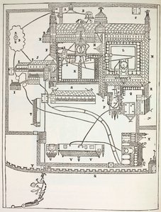 12世紀のカンタベリーにあるベネディクト会修道院の計画。 作： French School