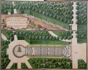 18世紀初頭、マーリーの庭園にあるアグリッピーナの森のカスケードの計画（紙のトイレ）（163976も参照） 作： French School