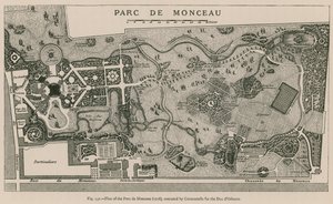 モンソー公園の計画（1718年）、カルモンテッレがデュオルレアンのために制作 作： French School