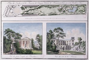 1784年頃、ルモワンによってピエールオーギュスタンカロンドボーマルシェ（1732-99）のために建てられた庭園と家の計画 作： French School
