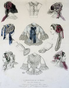 カップとコルセットの皿 - "Le Moniteur de la Mode "にて 作： French School